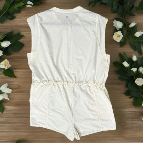 CALIA Soft Utility Romper Unbleached White Zip Womens Sz XL Beachy Short Sleeve - Picture 6 of 11